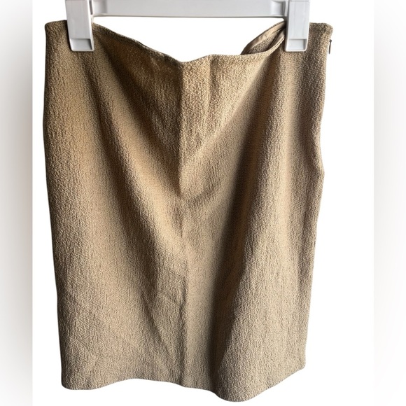 St. John Women’s Wool Blend Tan Knit Side Zip Pencil‎ Skirt Size 14 - Picture 1 of 4